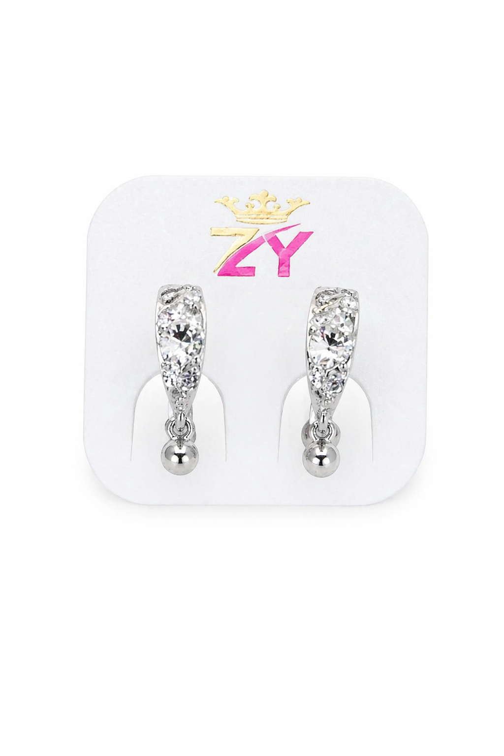 Silver Crystal Drop Earrings - Image 2