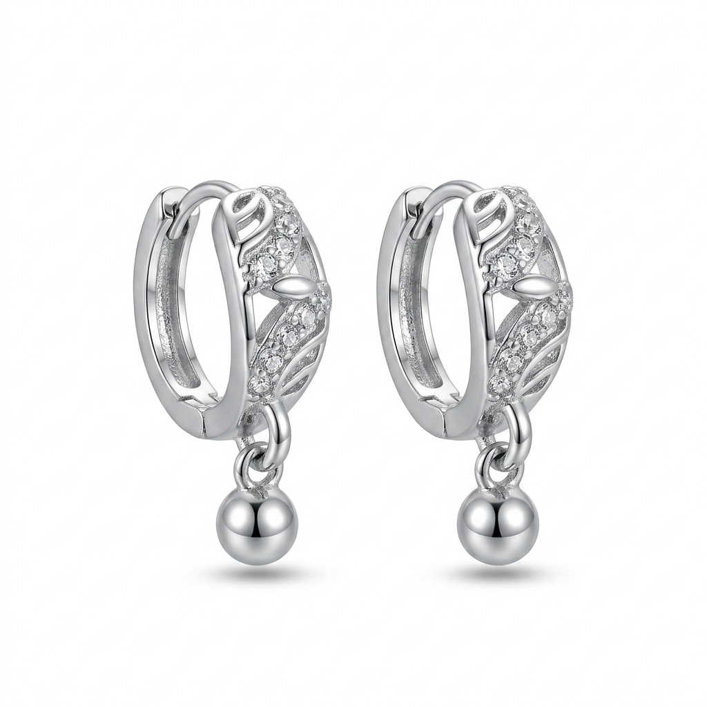 Silver Crystal Drop Earrings - Image 4