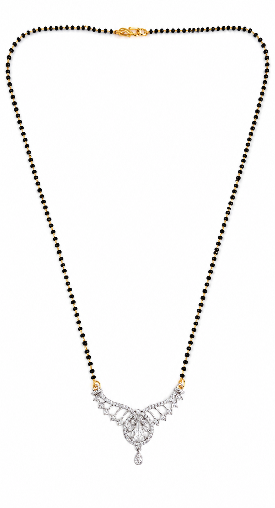 AD Mangalsutra Gold Plated American Diamond Designer Necklace for Women