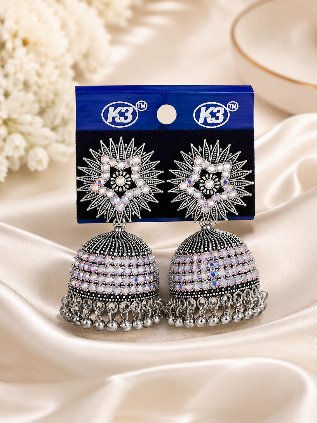 Crystal Starburst Jhumka Earrings