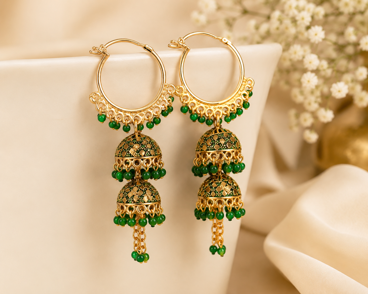 Emerald Heritage Jhumka Hoops