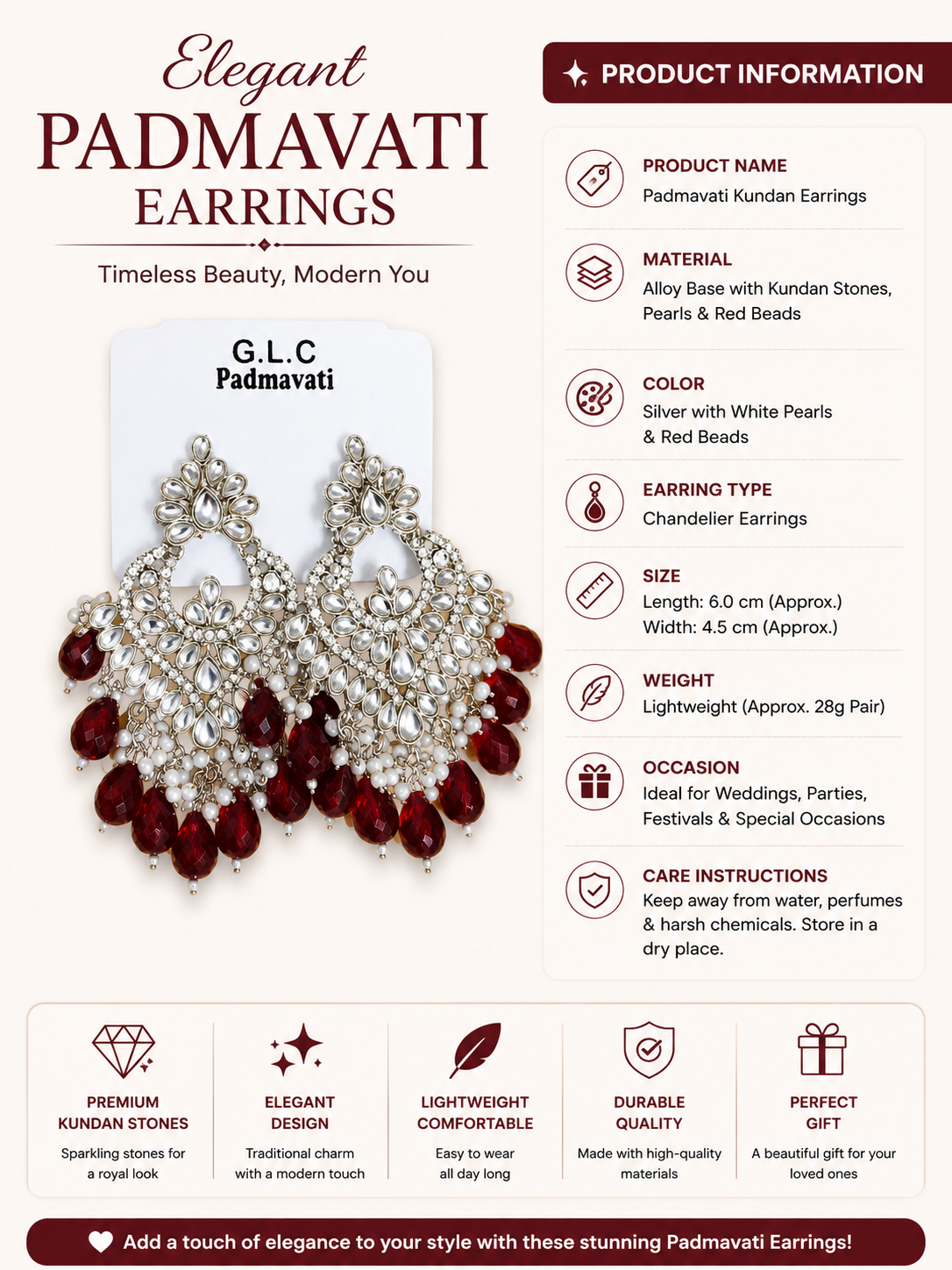 Elegant Padmavati Earings - Image 3
