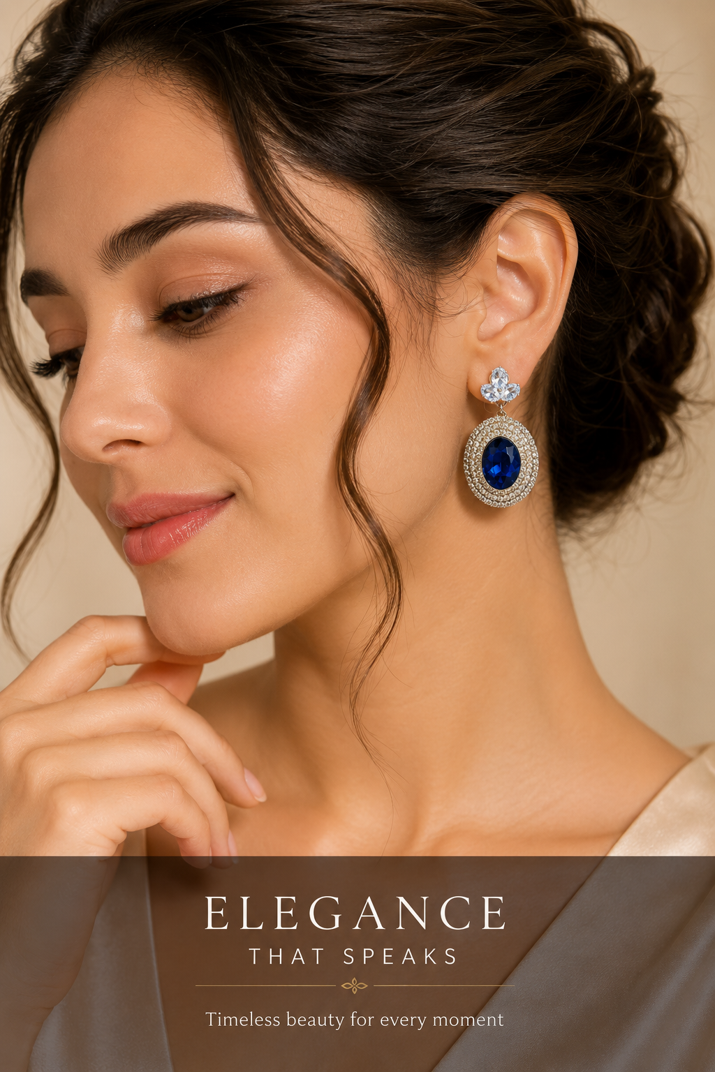 Royal Sapphire Crystal Drop Earrings - Image 4