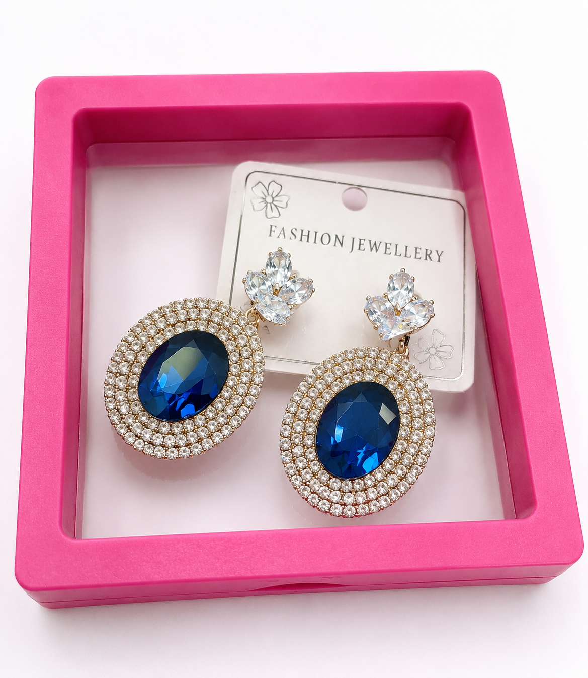 Royal Sapphire Crystal Drop Earrings - Image 3