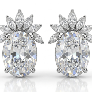 Premium Silver-Tone Crystal Marquise Earrings