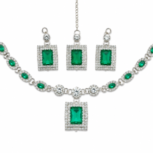 Luxury Green Gemstone Inspired Necklace & Earring Set