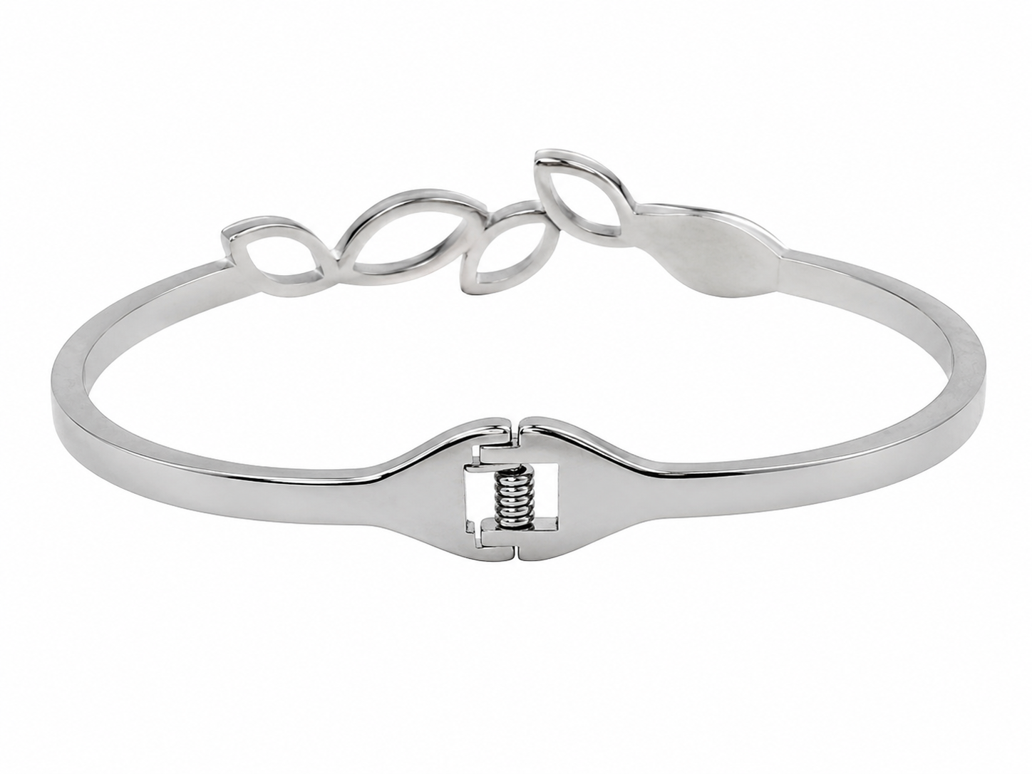 Silver Finish Black Leaf Design Openable Kada Bracelet for Women and Girls