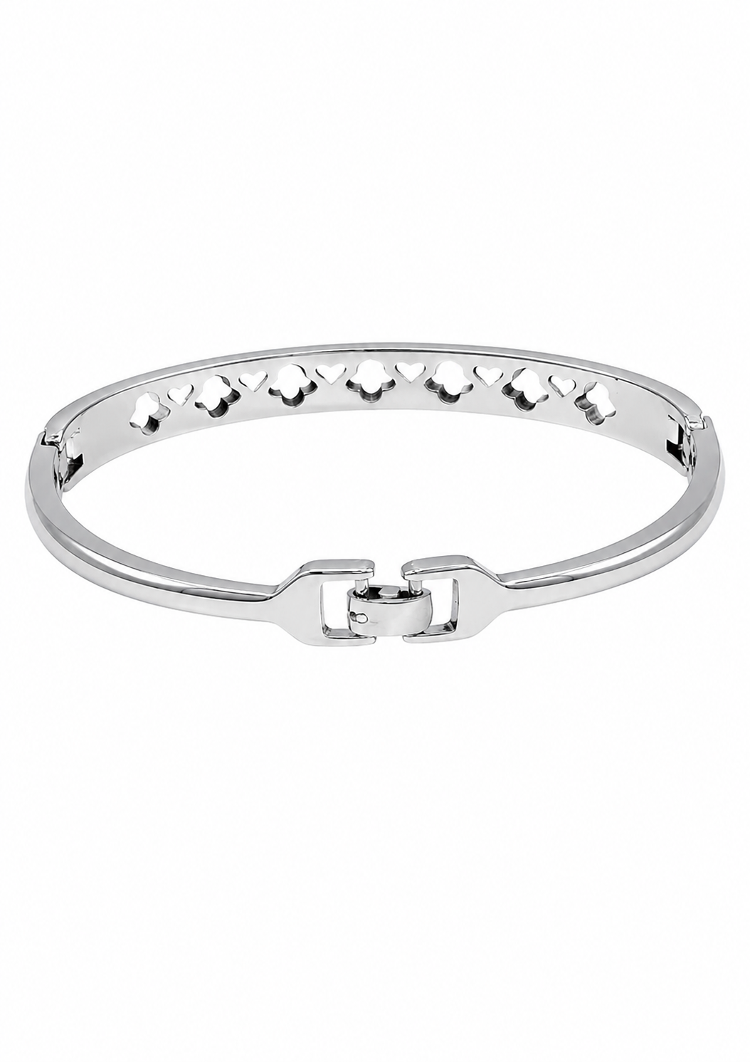 Silver Plated Black Clover Crystal Bracelet for Women