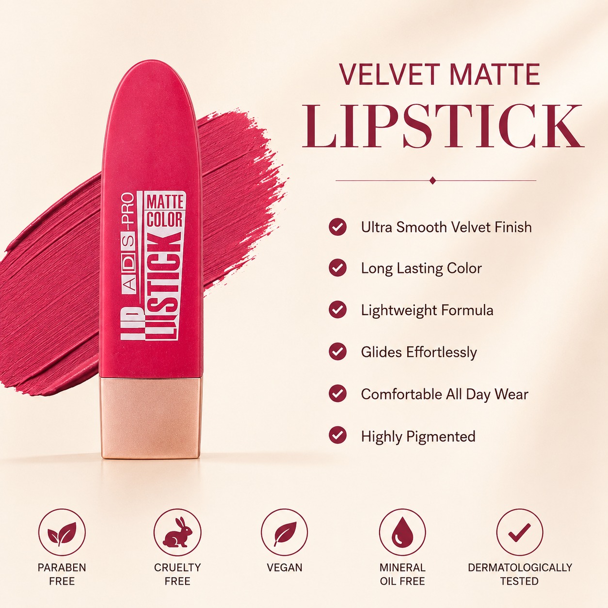ADS Pro Matte Color Lipstick - Image 4
