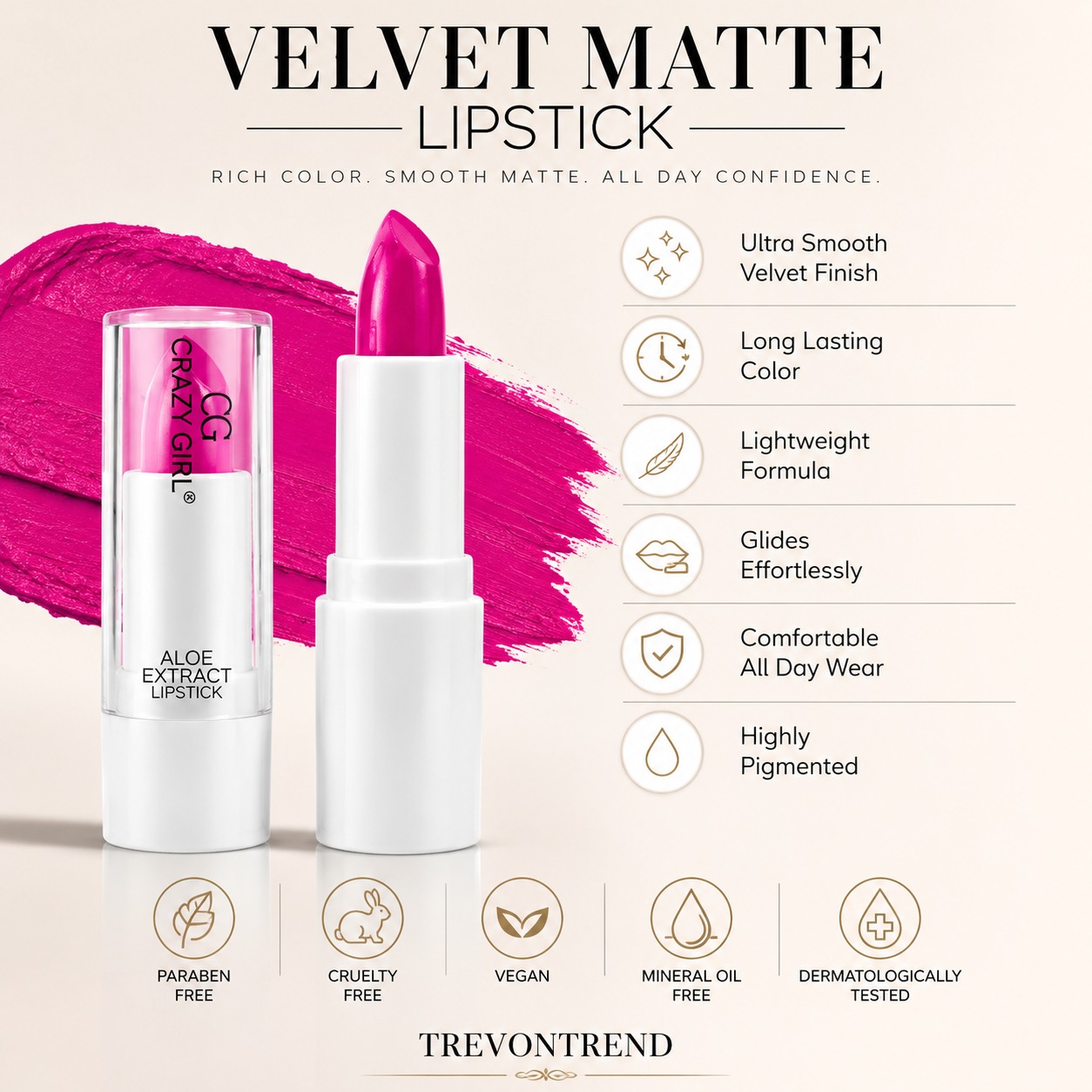 Crazy Girl Aloe Extract Lipstick - Image 4