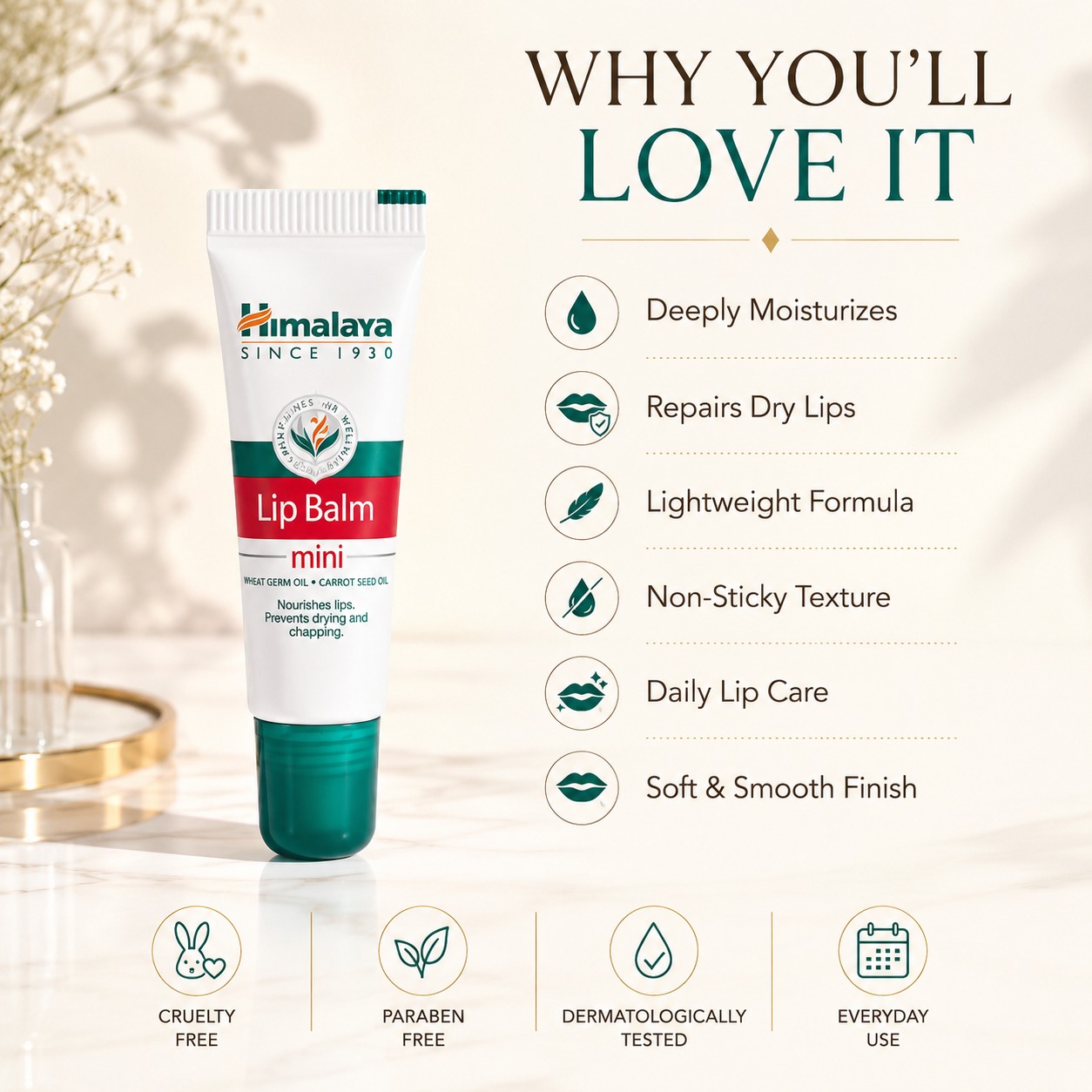 Himalaya Lip Balm Mini – Moisturizing Lip Balm for Soft & Healthy Lips