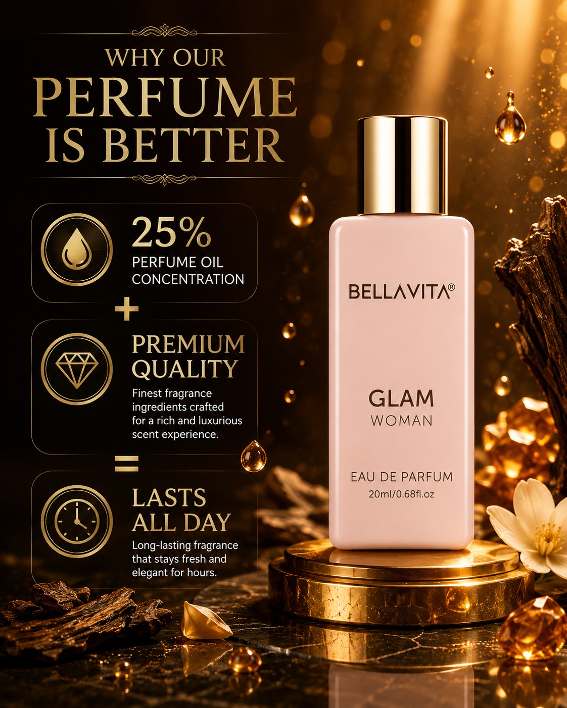Bellavita Glam Woman – Golden Luxury Perfume
