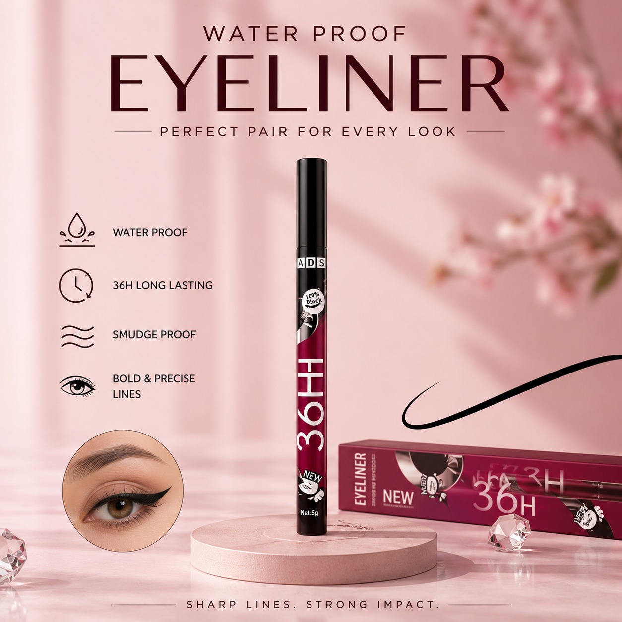 ADS 36H Waterproof Liquid Eyeliner - Image 2