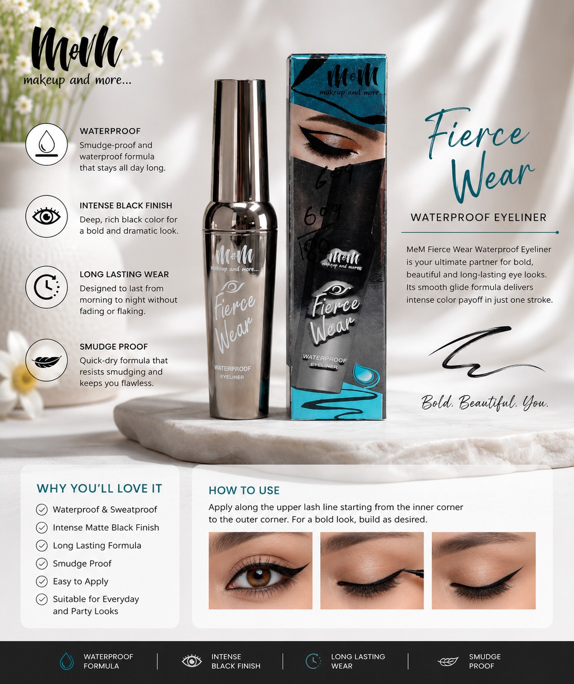 MeM Fierce Wear Waterproof Eyeliner - Image 4
