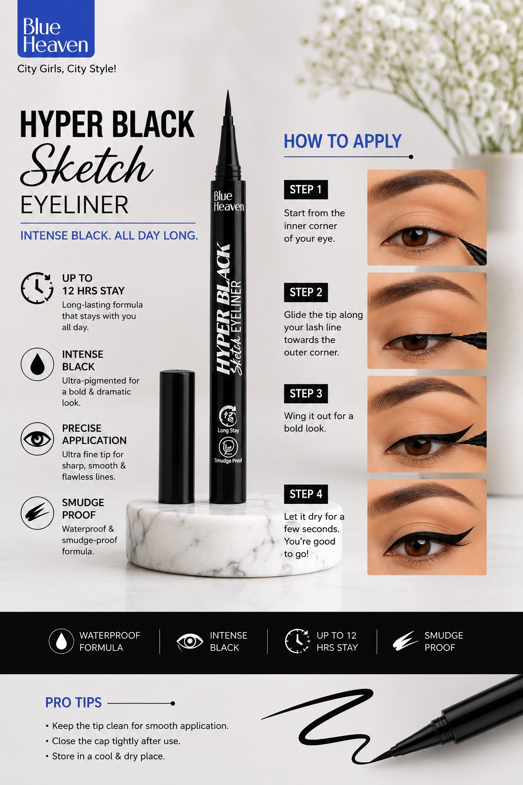 Blue Heaven Hyper Black Sketch Eyeliner - Image 4