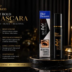 Blue Heaven Get Bold Mascara enhances your lashes with intense color, impressive volume, and defined length. Its lightweight, long-lasting formula glides smoothly without clumping, making it perfect for everyday wear, office looks, parties, and special occasions.