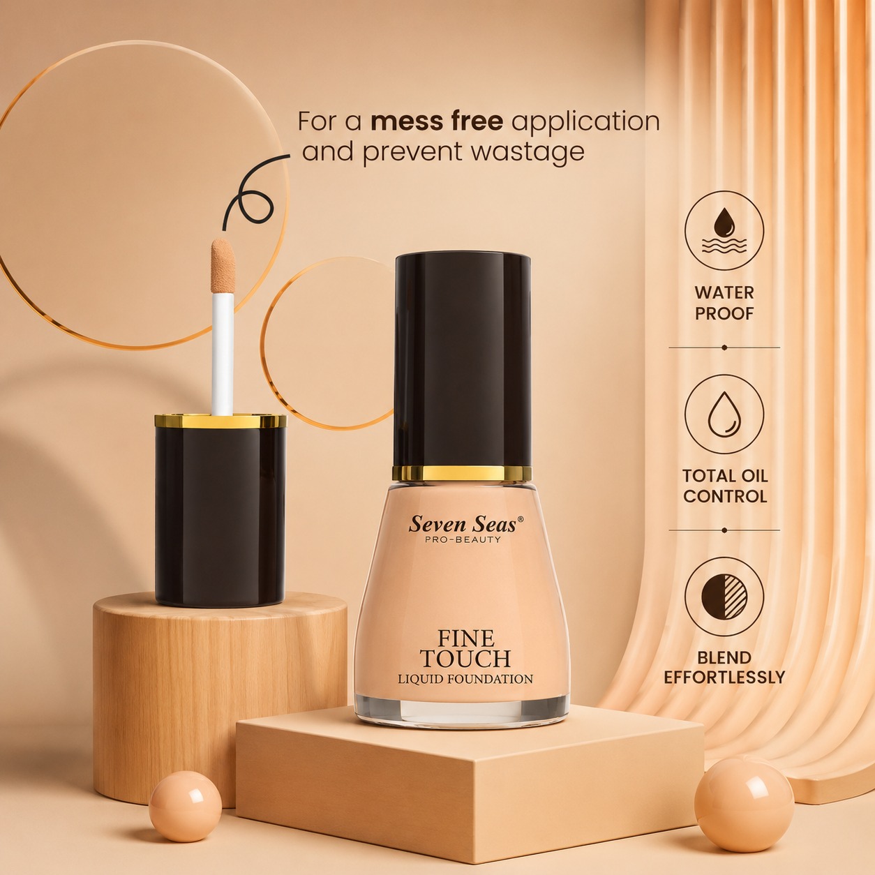 Seven Seas Fine Touch Liquid Foundation – Lightweight Full Coverage Foundation for Women