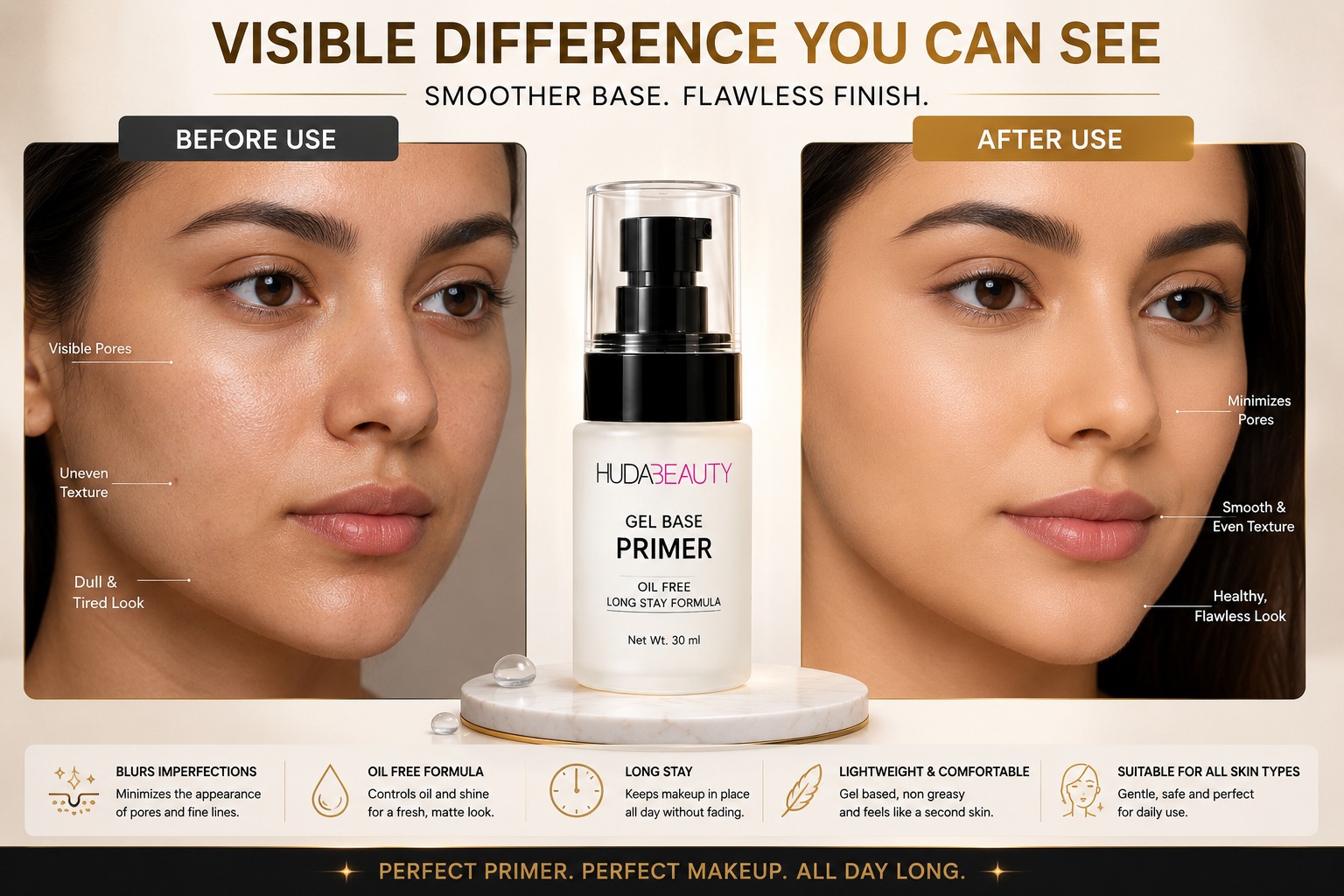 HUDA BEAUTY Gel Base Primer - Image 3