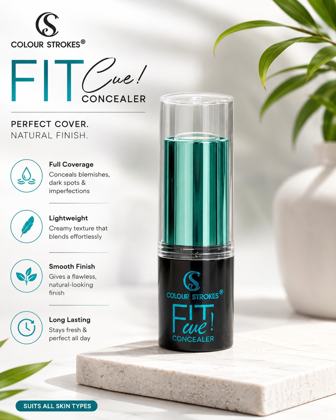 Colour Strokes Fit Cue Full Coverage Concealer – Lightweight Full Coverage Concealer for Women