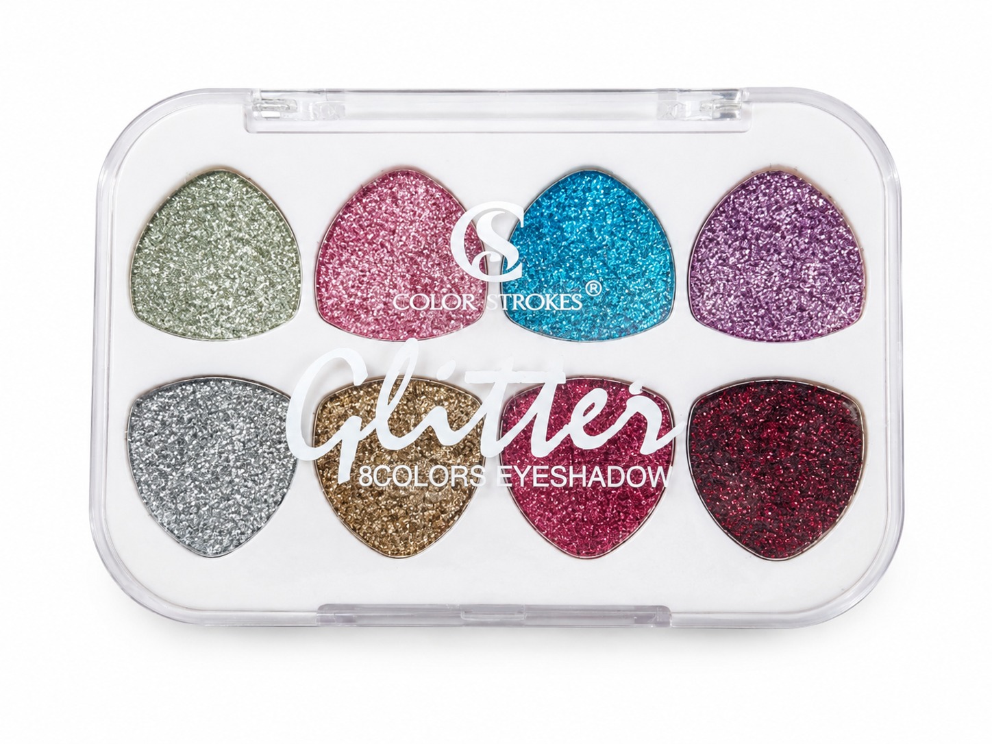 Color Strokes Glitter 8 Colors Eyeshadow Palette with sparkling glitter shades