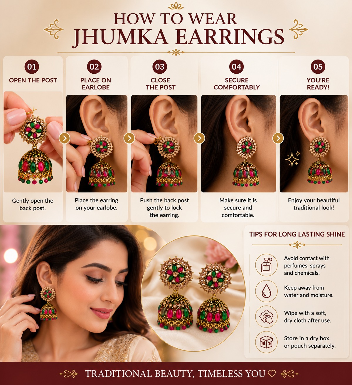 Rajwada Ruby Emerald Jhumka - Image 4