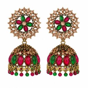 Rajwada Ruby Emerald Jhumka