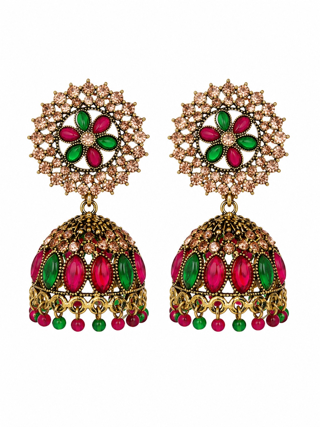 Rajwada Ruby Emerald Jhumka