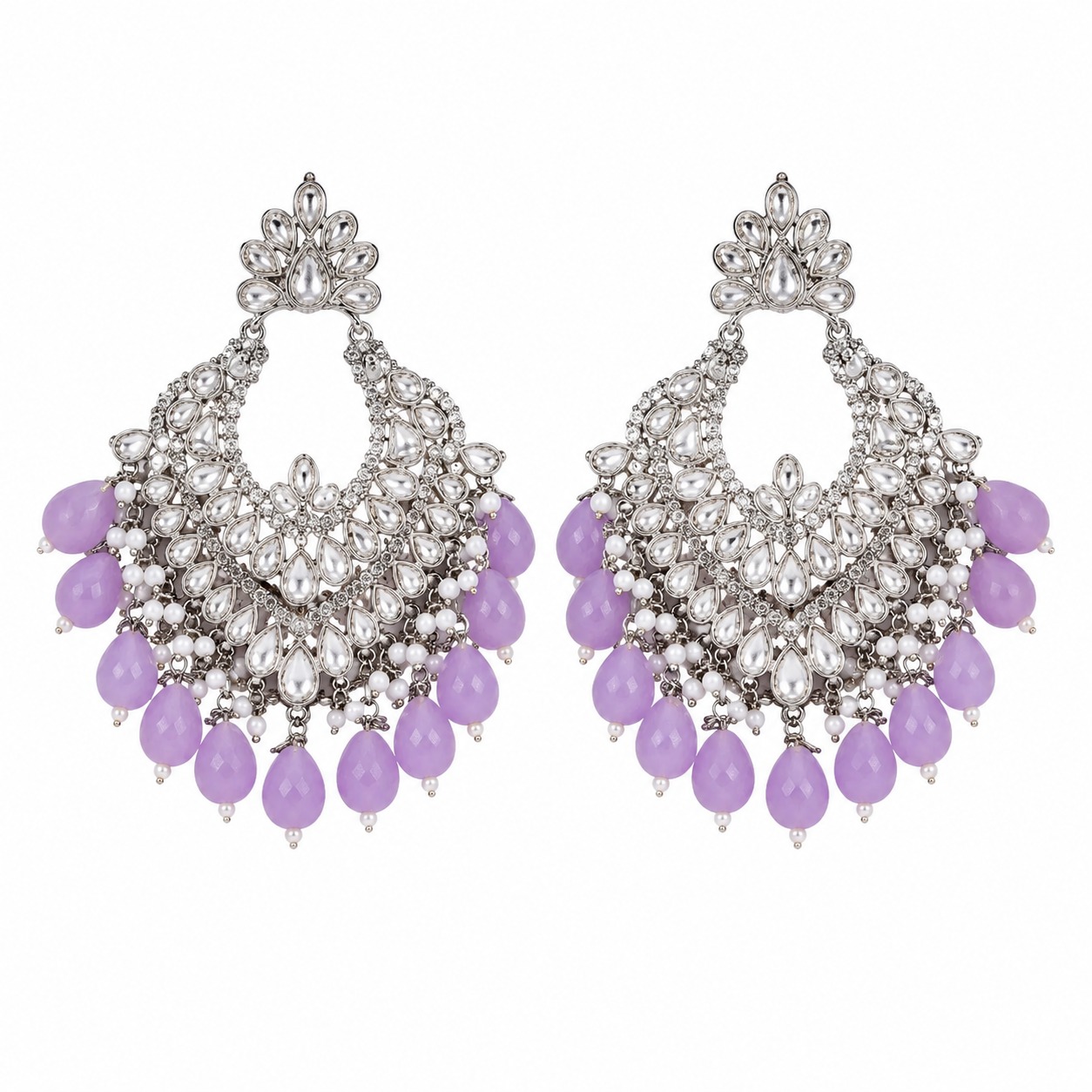 Lavender Noor Chandbali Earrings
