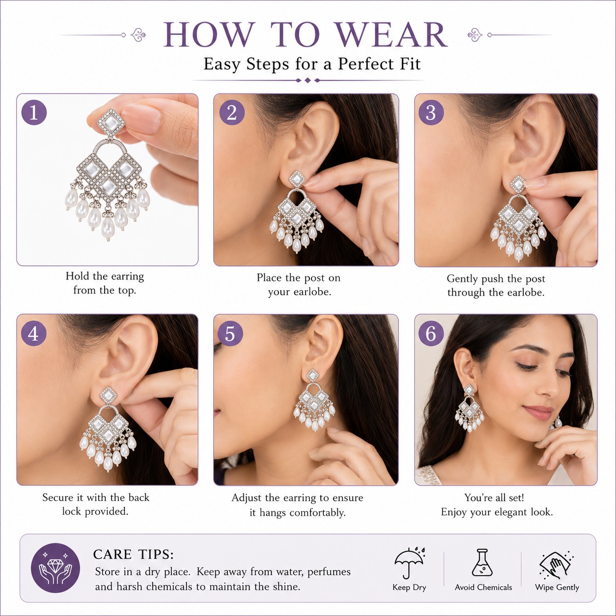 Pearl Royale Crystal Drop Earrings - Image 4