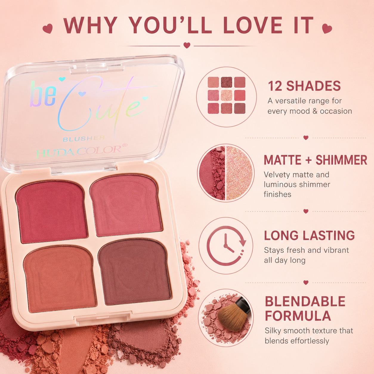 HUDA COLOR Be Cute Blusher - Image 4