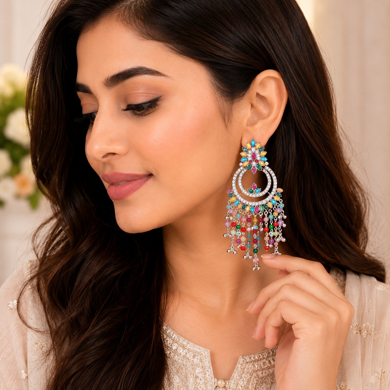 Rangrez Crystal Chandeliers Earrings - Image 2