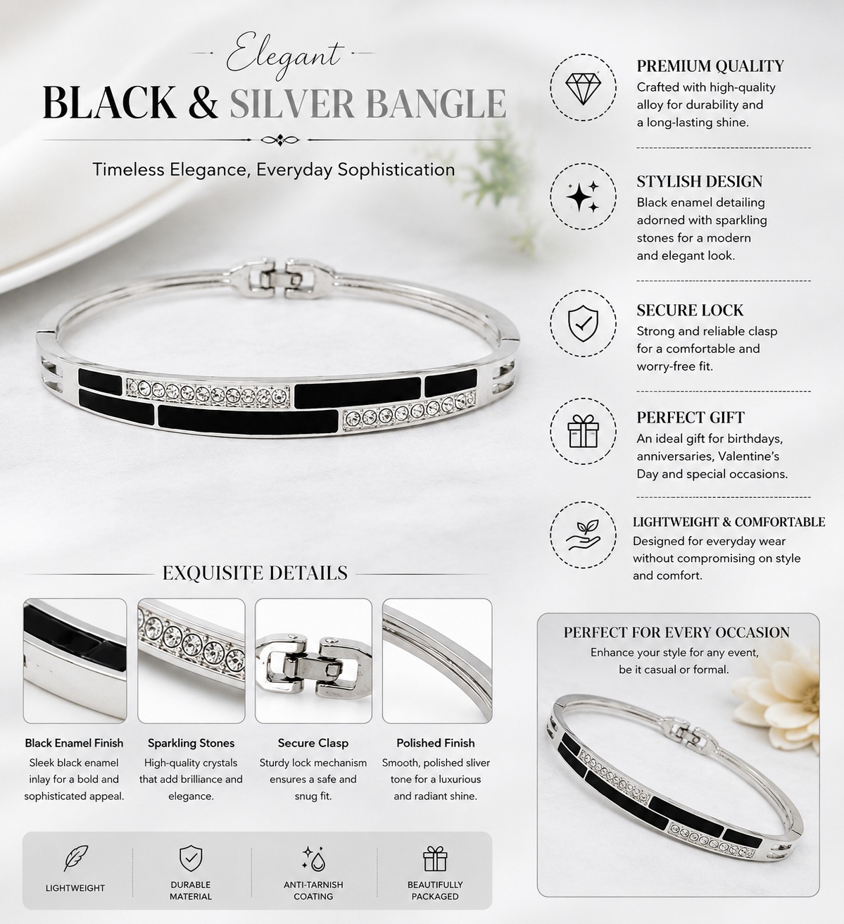 Midnight Elegance Crystal Bracelet - Image 2