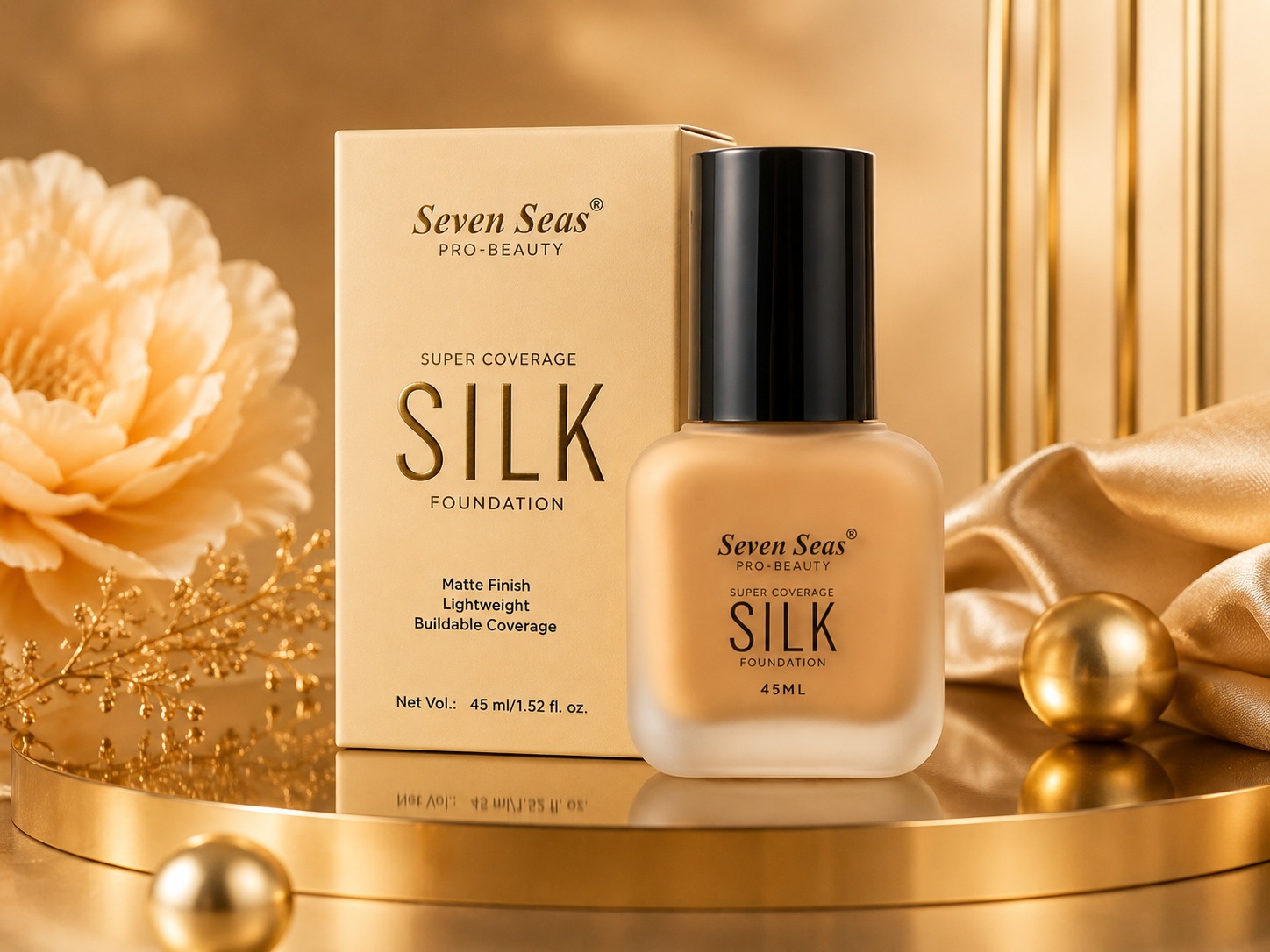 Seven Seas Pro Beauty Silk Foundation – Lightweight Silk Liquid Foundation for Women
