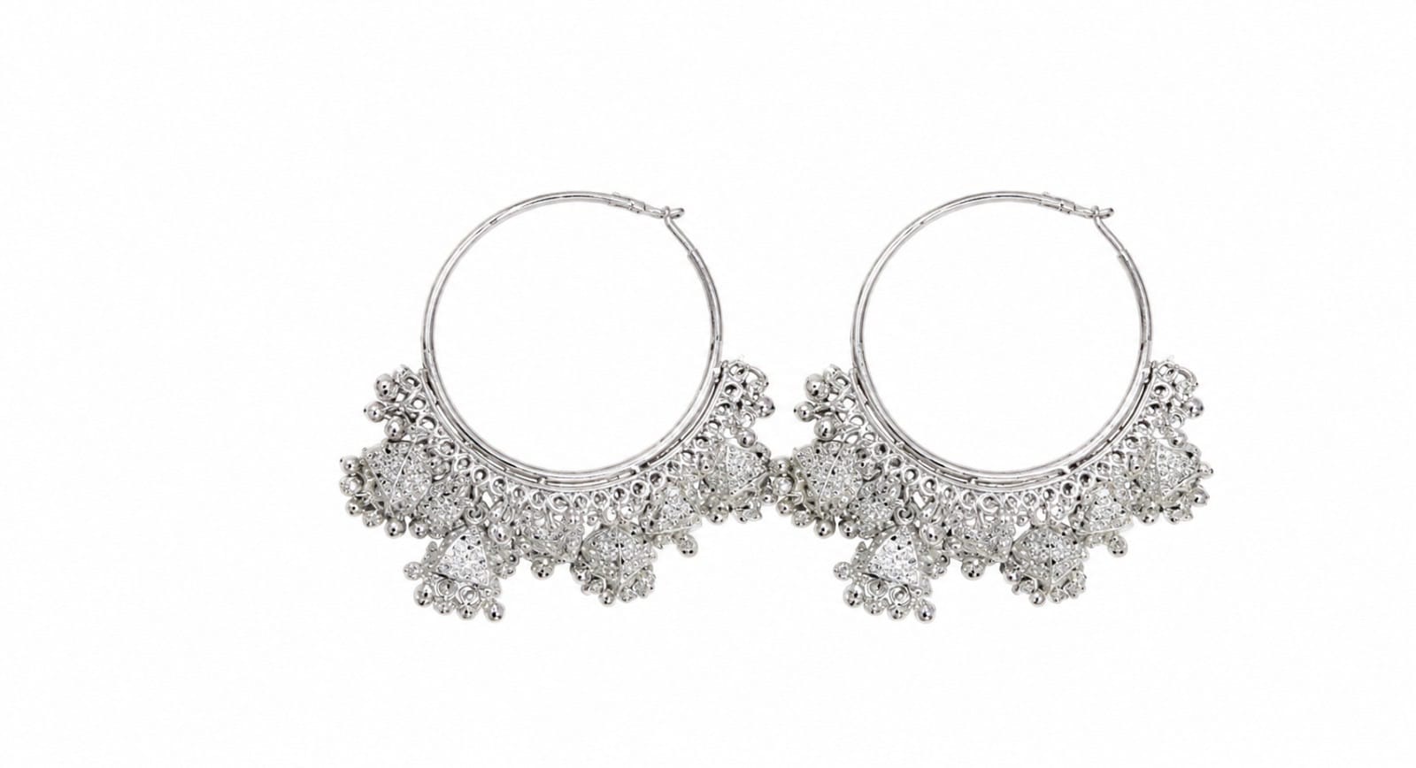 Moonlit Charm Oxidized Hoop Earrings - Image 2