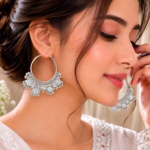 Moonlit Charm Oxidized Hoop Earrings