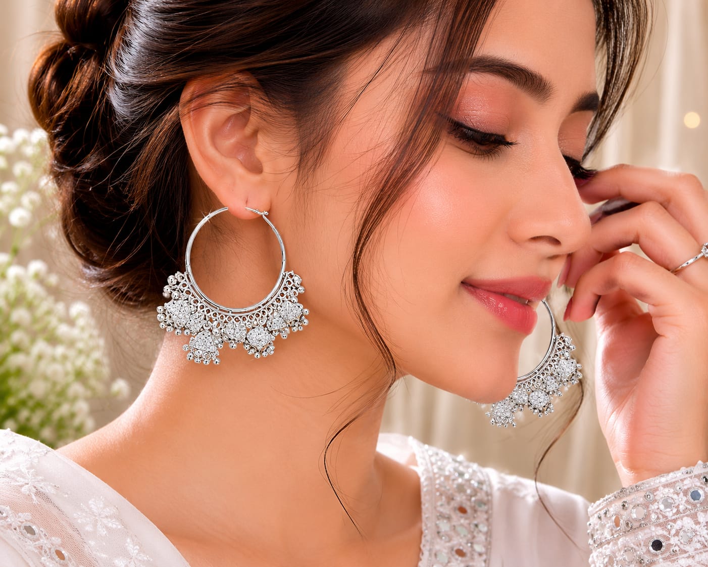 Moonlit Charm Oxidized Hoop Earrings