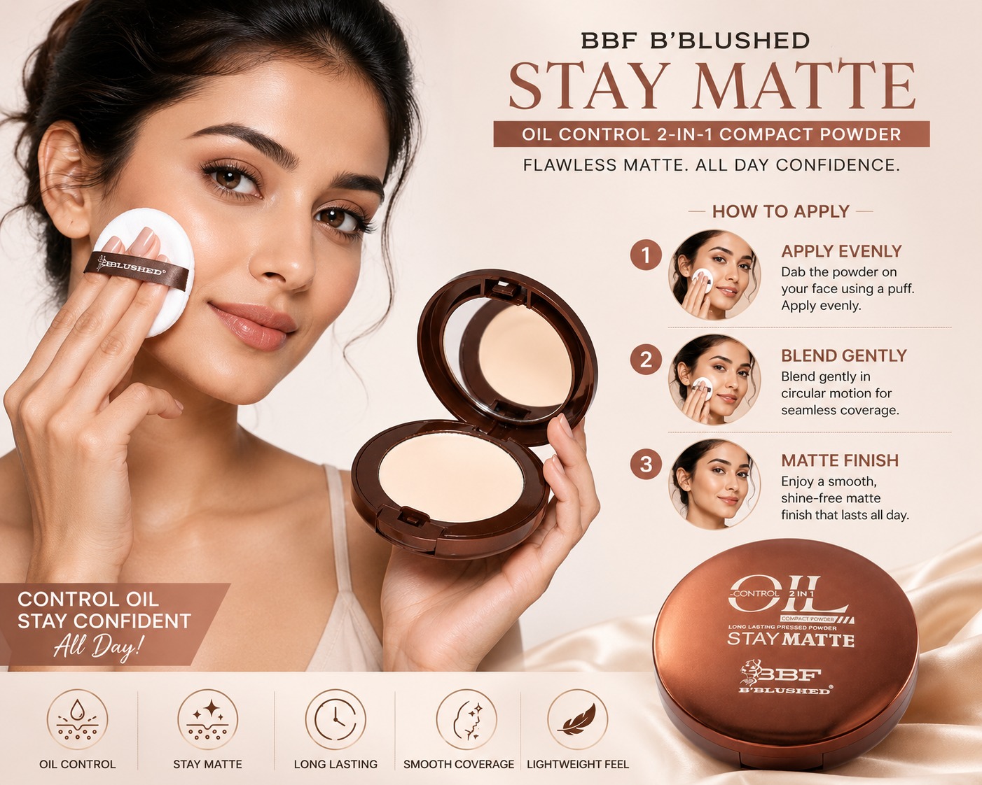 BBF B'Blushed Stay Matte Oil Control 2-in-1 Compact Powder - Image 3