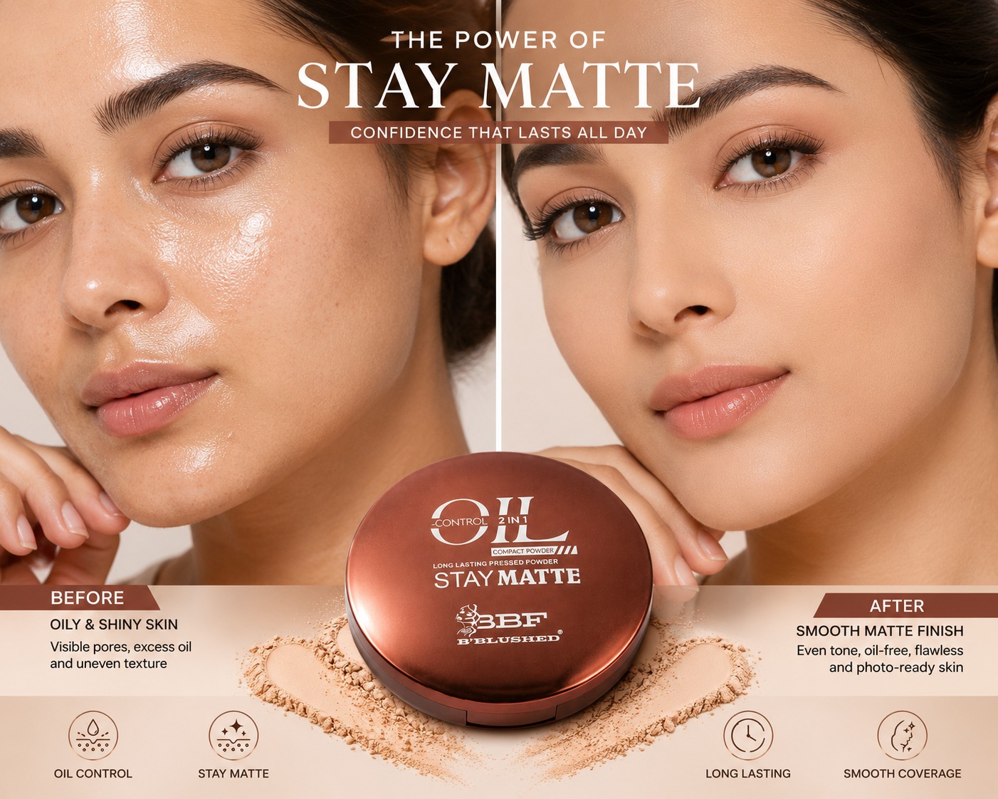 BBF B'Blushed Stay Matte Oil Control 2-in-1 Compact Powder - Image 5