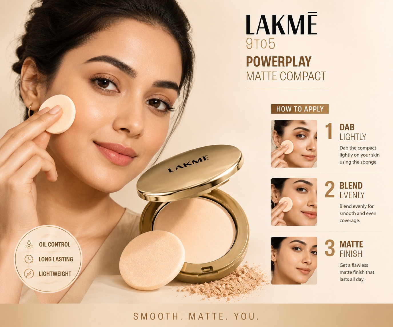 Lakmé 9to5 Fashionista Collection Powerplay Matte Compact Powder - Image 5