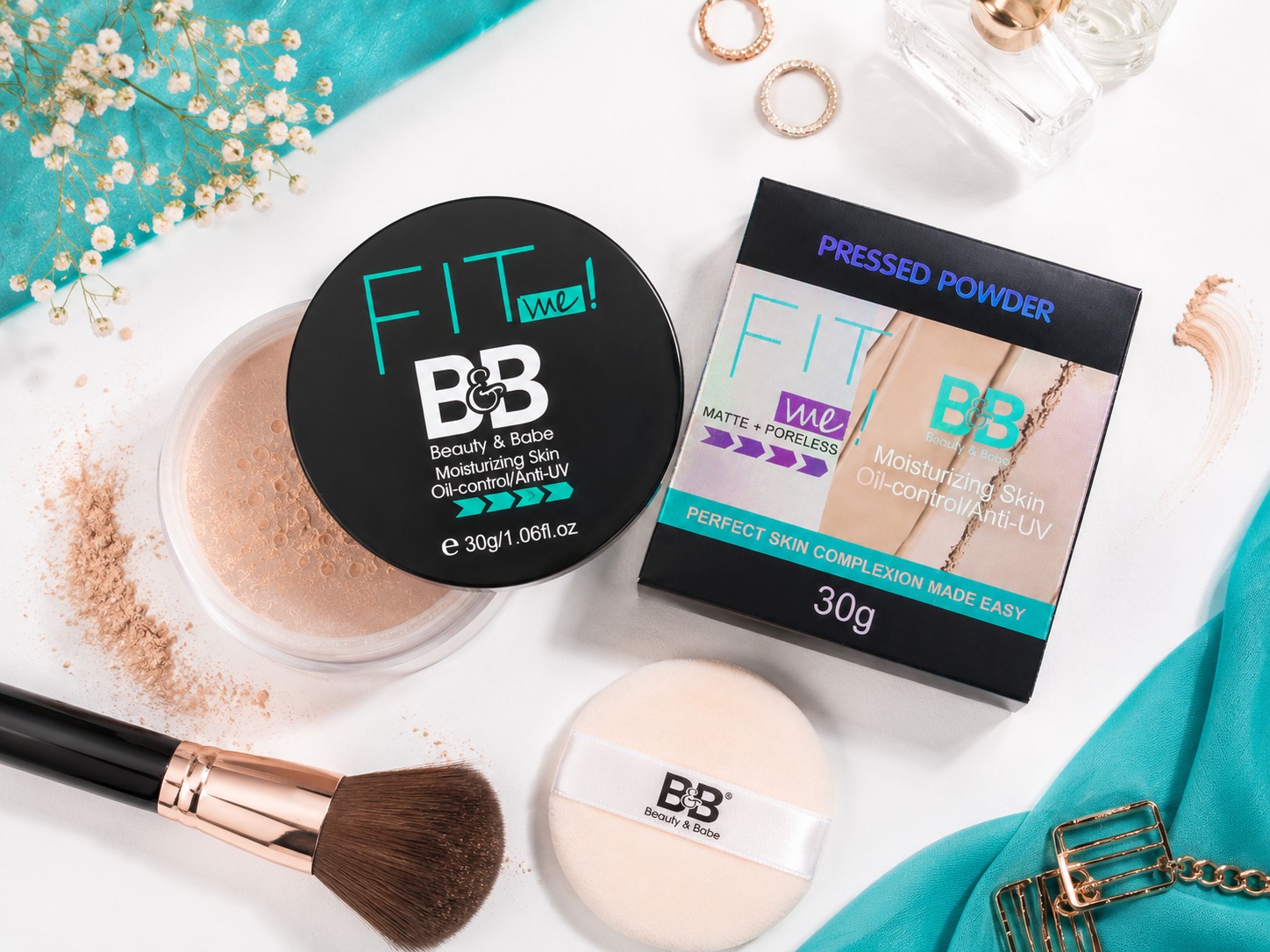 Beauty & Babe FIT Me! Pressed Powder – Matte Compact Powder for Women