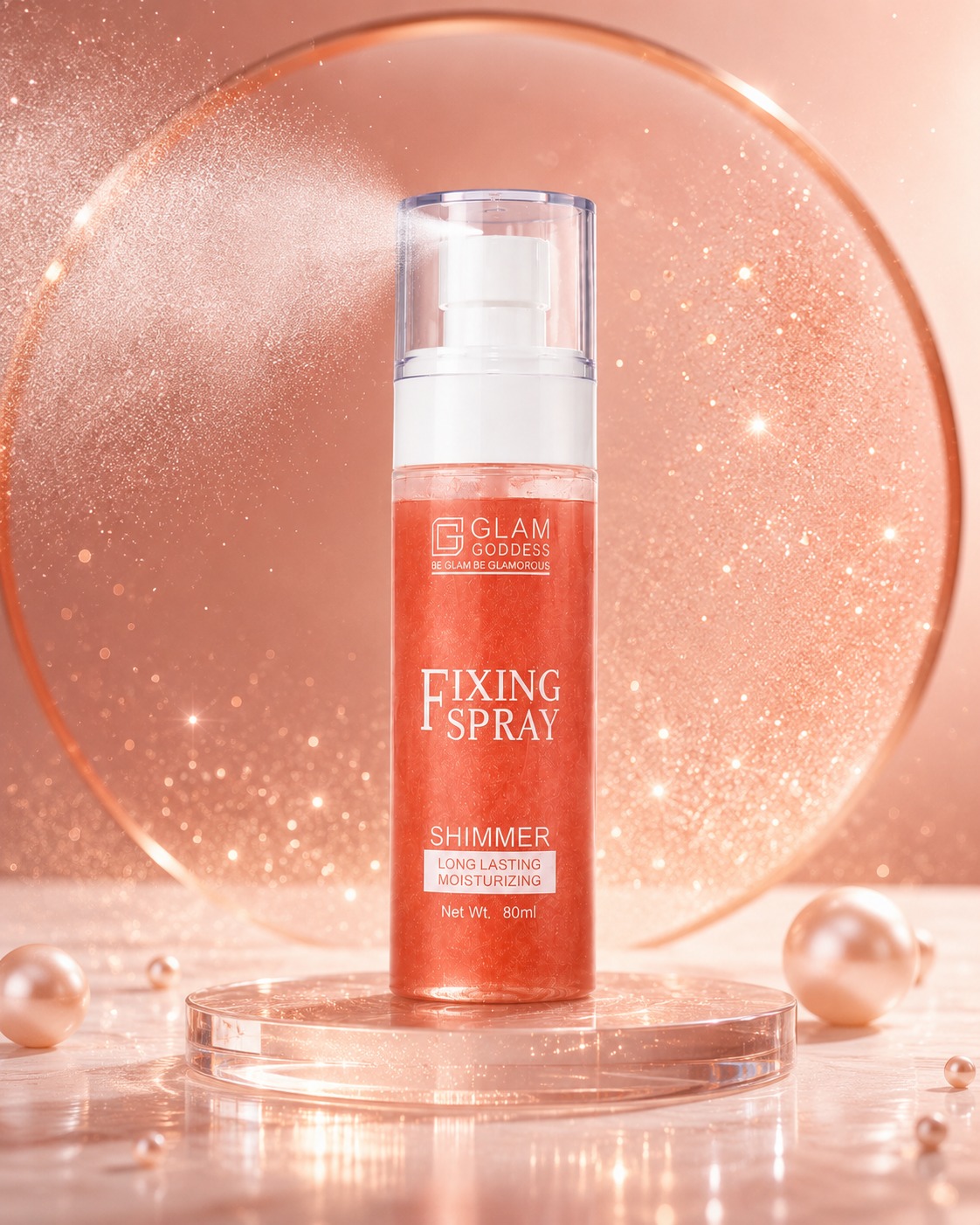 Glam Goddess Fixing Spray Shimmer Long Lasting Moisturizing Makeup Setting Spray 80ml