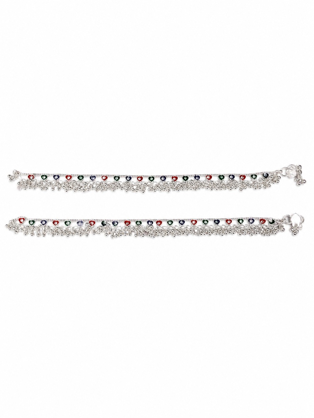 Silver Multi-Color Stone Payal - Image 5