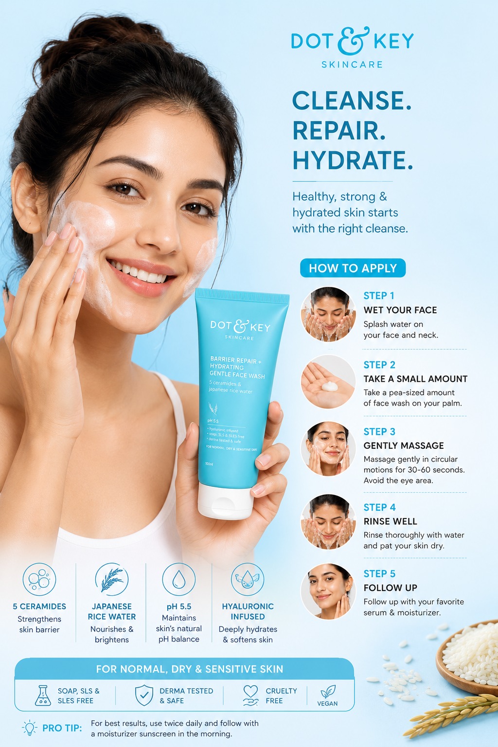 AquaCeramide Barrier Repair Face Wash - Image 4