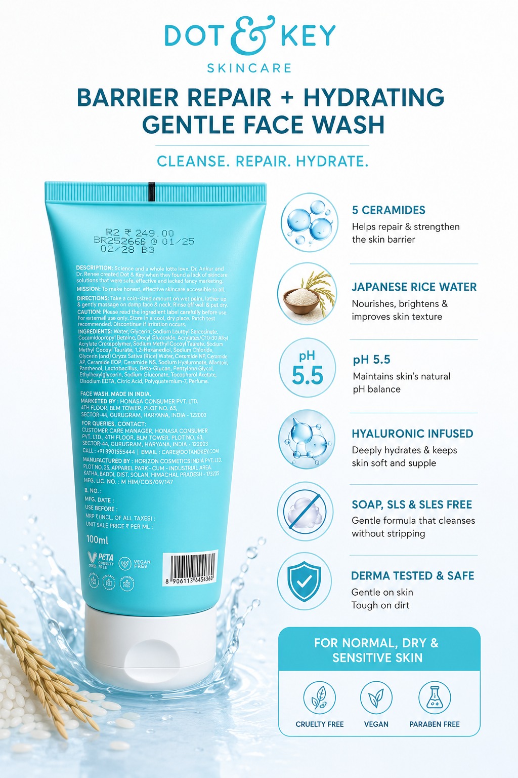 AquaCeramide Barrier Repair Face Wash - Image 2