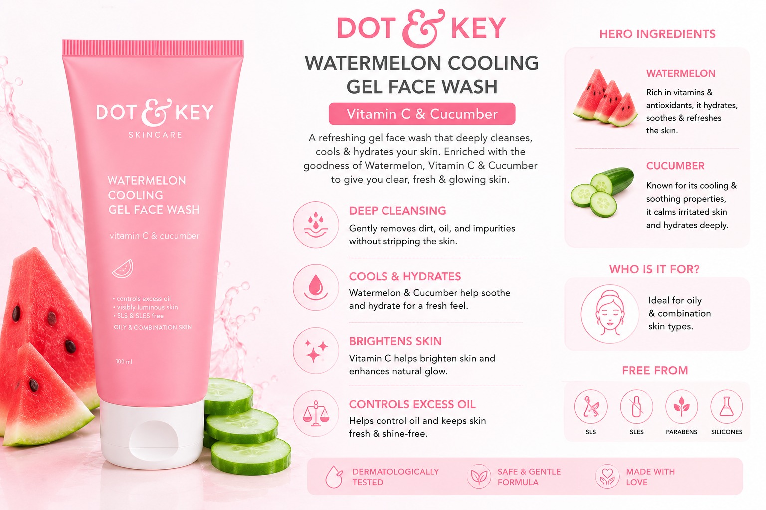 Watermelon Dew Cooling Gel Face Wash - Image 3