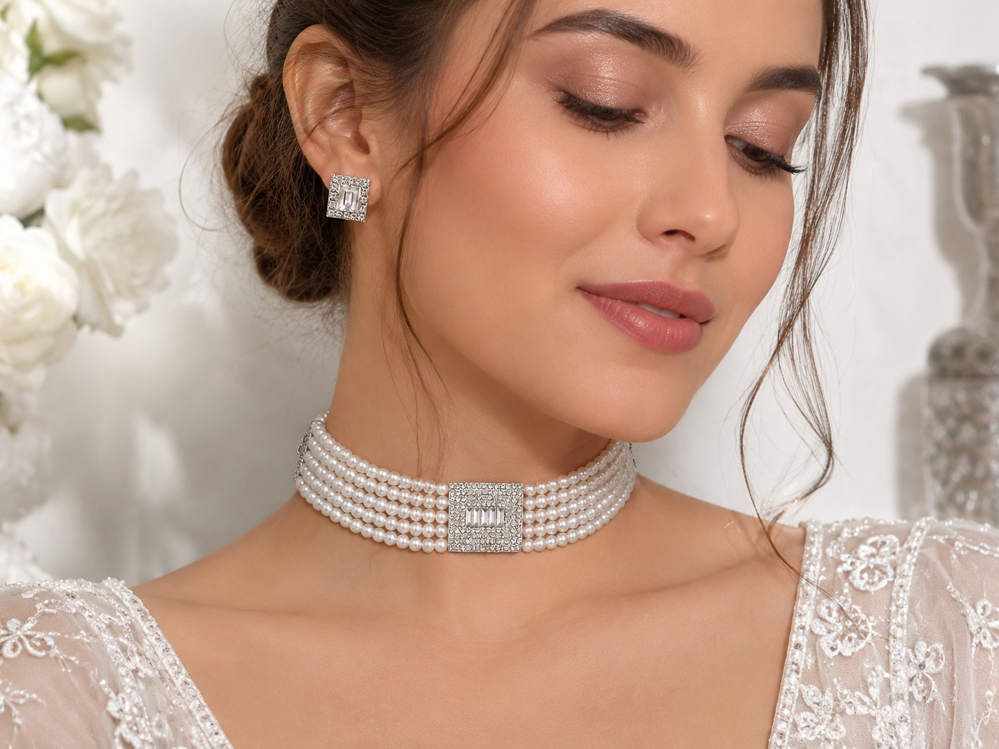 Pearl Royale Crystal Choker Set - Image 3