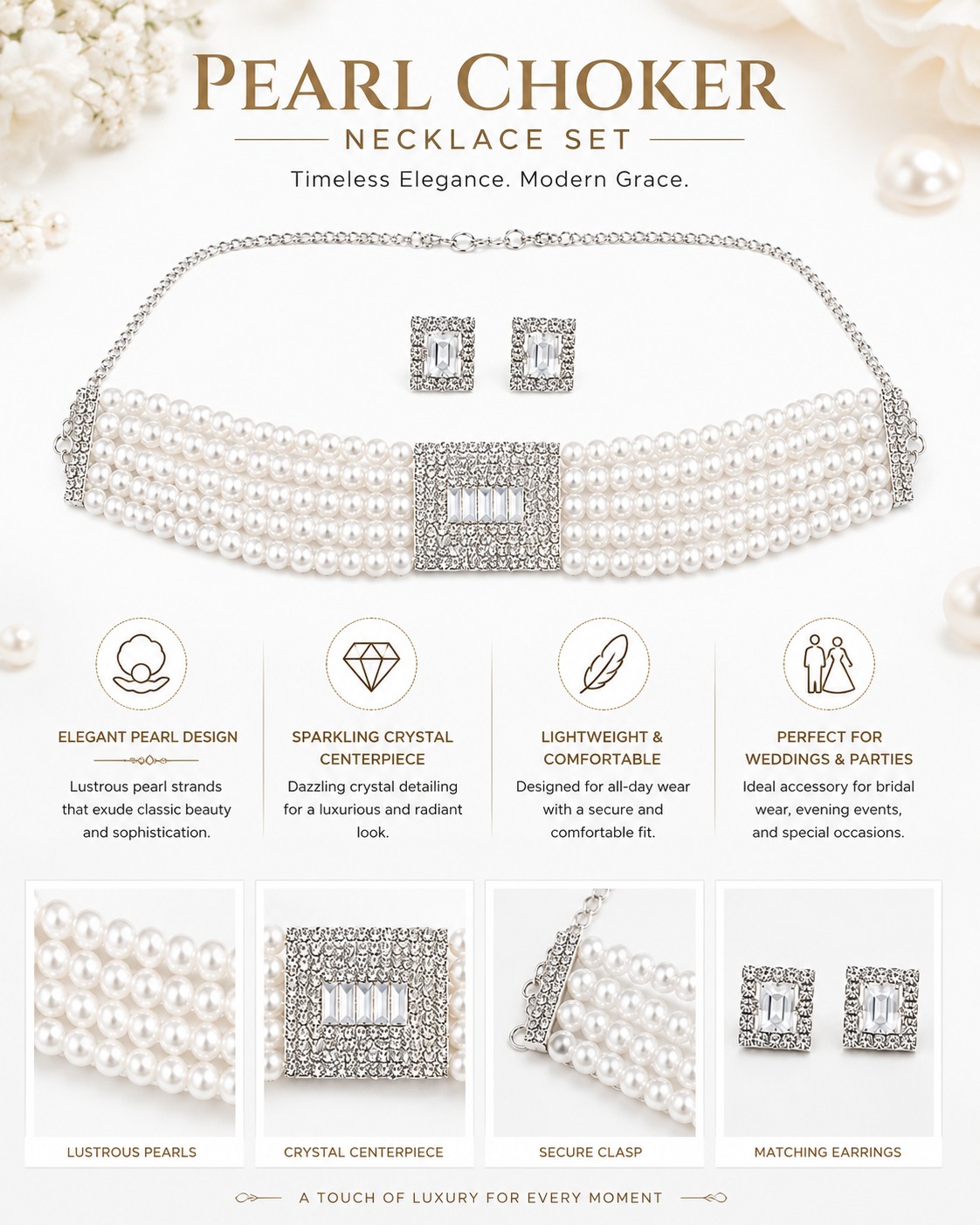 Pearl Royale Crystal Choker Set - Image 4