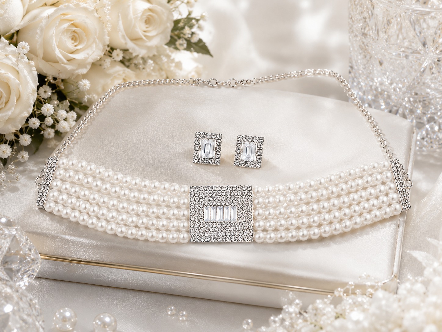 Pearl Royale Crystal Choker Set