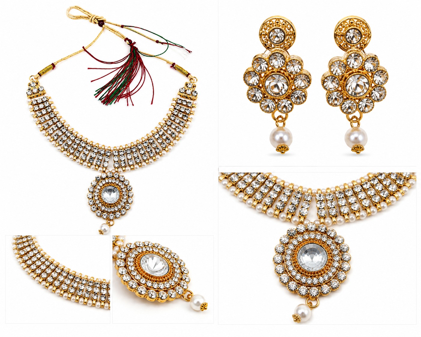Shahi Noor Crystal Pearl Choker Set - Image 2