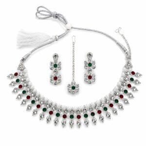 Regal Bloom Crystal Pearl Choker Set